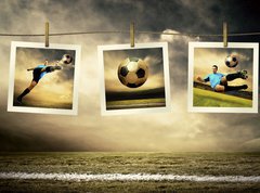 Fototapeta vliesov 270 x 200, 27872387 - Photocards of football players on the outdoor field