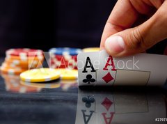 Fototapeta vliesov 270 x 200, 27973739 - Male hand showing two aces