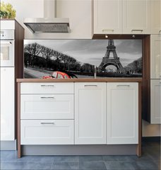 Fototapeta do kuchyn flie 180 x 60  Tour Eiffel et voiture rouge Paris, 180 x 60 cm