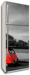 Samolepka na lednici fólie 80 x 200, 28112143 - Tour Eiffel et voiture rouge- Paris - Prohlídka Eiffel et voiture rouge