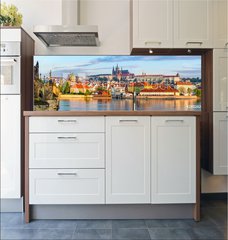 Fototapeta do kuchyn flie 180 x 60  Prague panorama with Charles Bridge and Prague Castle at background, Czech Republic, 180 x 60 cm