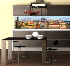 Fototapeta do kuchyn flie 260 x 60  Prague panorama with Charles Bridge and Prague Castle at background, Czech Republic, 260 x 60 cm