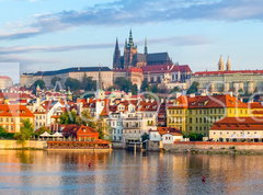 Samolepka flie 270 x 200  Prague panorama with Charles Bridge and Prague Castle at background, Czech Republic, 270 x 200 cm