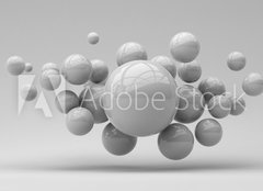 Fototapeta papr 160 x 116, 285452318 - Flying spheres on a white background. 3d rendering. Illustration for advertising.
