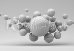 Fototapeta pltno 174 x 120, 285452318 - Flying spheres on a white background. 3d rendering. Illustration for advertising.