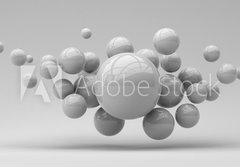 Fototapeta papr 184 x 128, 285452318 - Flying spheres on a white background. 3d rendering. Illustration for advertising.