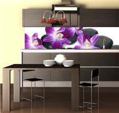 Fototapeta do kuchyn flie 260 x 60, 28681934 - Spa essentials-orchid with pyramid of stones