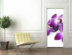 Samolepka na dvee flie 90 x 220  Spa essentials orchid with pyramid of stones, 90 x 220 cm