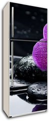 Samolepka na lednici flie 80 x 200  still life with pebble and orchid with water drops, 80 x 200 cm