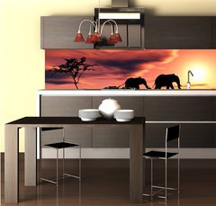 Fototapeta do kuchyn flie 260 x 60  family of elephants, 260 x 60 cm