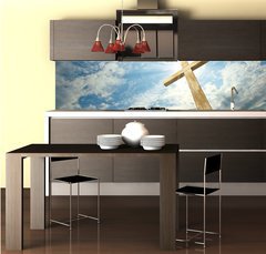 Fototapeta do kuchyn flie 260 x 60  cross against the sky, 260 x 60 cm