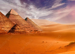 Fototapeta vliesov 100 x 73, 293515177 - Giseh pyramids in Cairo in Egypt desert sand sun