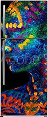 Samolepka na lednici flie 80 x 200, 294351588 - UV body art painting of helloween female african warrior