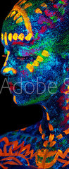 Samolepka na dvee flie 90 x 220, 294351588 - UV body art painting of helloween female african warrior