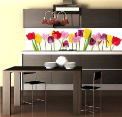 Fototapeta do kuchyn flie 260 x 60, 29490982 - Spring tulip flowers in a row