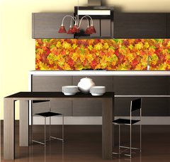 Fototapeta do kuchyn flie 260 x 60, 295252486 - Maple leaves Autumn red yellow green floral background banner