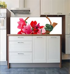 Fototapeta do kuchyn flie 180 x 60  Colourful cyclamen flowers in the basket, 180 x 60 cm