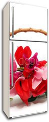 Samolepka na lednici flie 80 x 200  Colourful cyclamen flowers in the basket, 80 x 200 cm