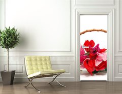 Samolepka na dvee flie 90 x 220  Colourful cyclamen flowers in the basket, 90 x 220 cm