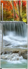 Samolepka na lednici fólie 80 x 200, 296784817 - Colorful majestic waterfall in national park forest during autumn, panorama