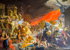 Samolepka flie 200 x 144  death of Pompeii, a reproduction of a painting by Karl Bryullov, the last day of Pompeii, 200 x 144 cm