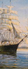 Samolepka na dvee flie 90 x 220, 297387382 - Sailing ships in bay, oil painting on canvas