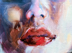 Samolepka flie 100 x 73, 298238089 - Red lips of a woman illustration - erven rty eny ilustrace