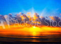 Samolepka flie 200 x 144, 299602179 - panorama of sunset with lighted clouds on the sea