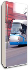 Samolepka na lednici flie 80 x 200, 30286371 - Modern  blue tram rider fast on rails