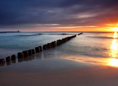 Fototapeta vliesov 100 x 73, 30334255 - Beautiful sunrise at baltic beach in Poland - Hel