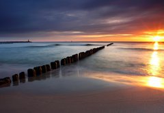 Fototapeta174 x 120  Beautiful sunrise at baltic beach in Poland  Hel, 174 x 120 cm