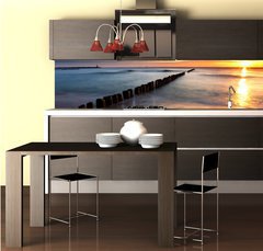 Fototapeta do kuchyn flie 260 x 60  Beautiful sunrise at baltic beach in Poland  Hel, 260 x 60 cm