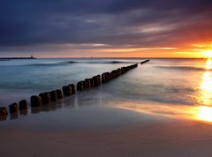 Samolepka flie 270 x 200  Beautiful sunrise at baltic beach in Poland  Hel, 270 x 200 cm