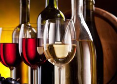 Fototapeta pltno 240 x 174, 30457146 - Still life with wine glasses - Zti s sklenicemi na vno