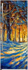 Samolepka na lednici flie 80 x 200, 306486660 - Oil painting with acrylic watercolor. Winter forest. Sunny winter forest wood landscape illustration artwork nature.
