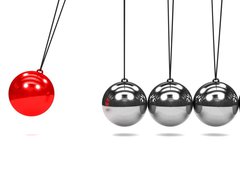 Fototapeta pltno 240 x 174, 30685248 - 3d Newtons cradle red ball - 3D Newtons kolbka erven koule