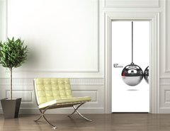 Samolepka na dvee flie 90 x 220, 30685248 - 3d Newtons cradle red ball - 3D Newtons kolbka erven koule