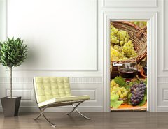 Samolepka na dvee flie 90 x 220  Wine and Grapes in the Vineyard, 90 x 220 cm