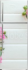Samolepka na lednici flie 80 x 200, 313371368 - Pink peony flowers on white wooden table. womans day or wedding background. Top view.