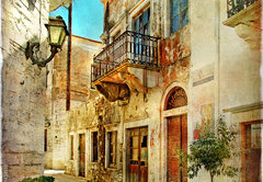 Samolepka fólie 145 x 100, 31434138 - pictorial old streets of Greece - obrazové staré ulice Řecka