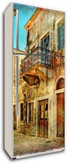 Samolepka na lednici fólie 80 x 200, 31434138 - pictorial old streets of Greece - obrazové staré ulice Řecka