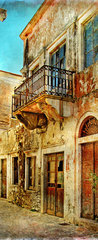 Samolepka na dvee flie 90 x 220  pictorial old streets of Greece, 90 x 220 cm