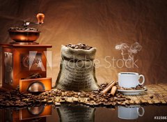 Fototapeta100 x 73  coffee accessories on mat, 100 x 73 cm