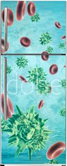Samolepka na lednici flie 80 x 200, 319192851 - Human blood cells and virus. 3d rendering