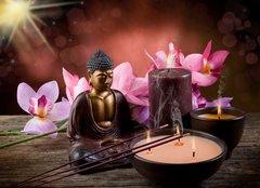 Fototapeta papr 160 x 116, 31973286 - buddah witn candle and incense