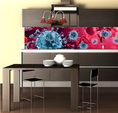 Fototapeta do kuchyn flie 260 x 60, 320670095 - Corona Virus In Red Artery