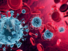 Samolepka flie 270 x 200, 320670095 - Corona Virus In Red Artery