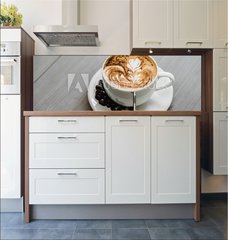 Fototapeta do kuchyn flie 180 x 60, 320686754 - Fresh brewed coffee with fern pattern latte art in white cup