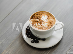 Fototapeta papr 360 x 266, 320686754 - Fresh brewed coffee with fern pattern latte art in white cup