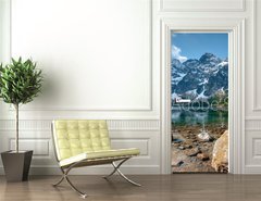 Samolepka na dvee flie 90 x 220  Polish Tatra mountains Morskie Oko lake, 90 x 220 cm